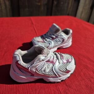 New Balance Kids' Silver and Purple Sneakers